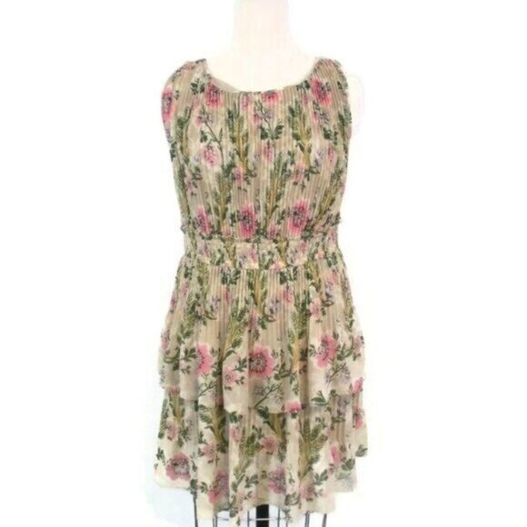 Anthropologie Plenty by Tracy Reese Terraced Garden Dress Floral Blush Pin Large - Picture 2 of 5